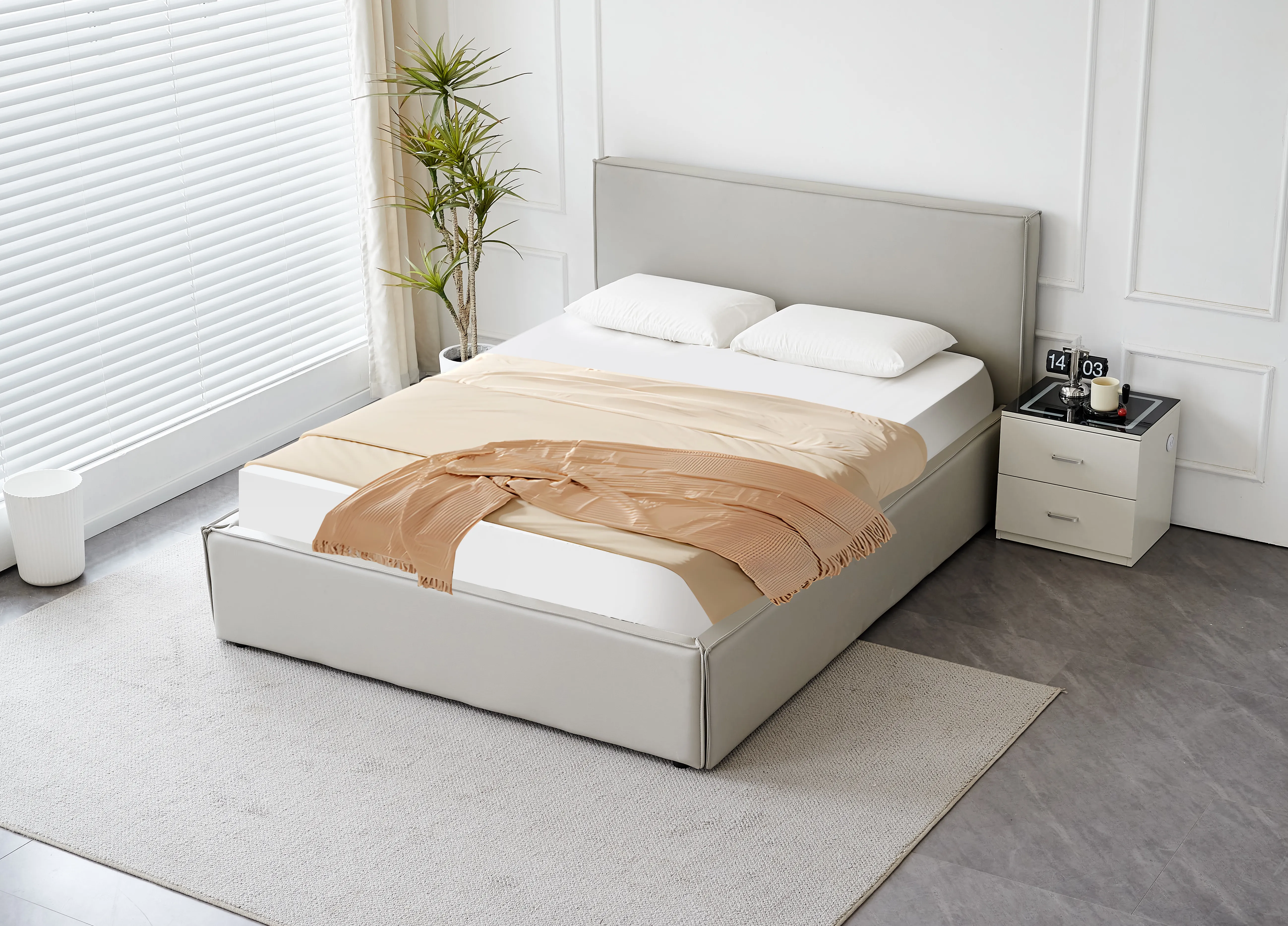 Hathern Grey Ottoman Bed